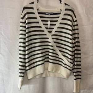 NWT Wool/Alpaca Madewell Striped Knit Sweater | White & Olive Green | Size L